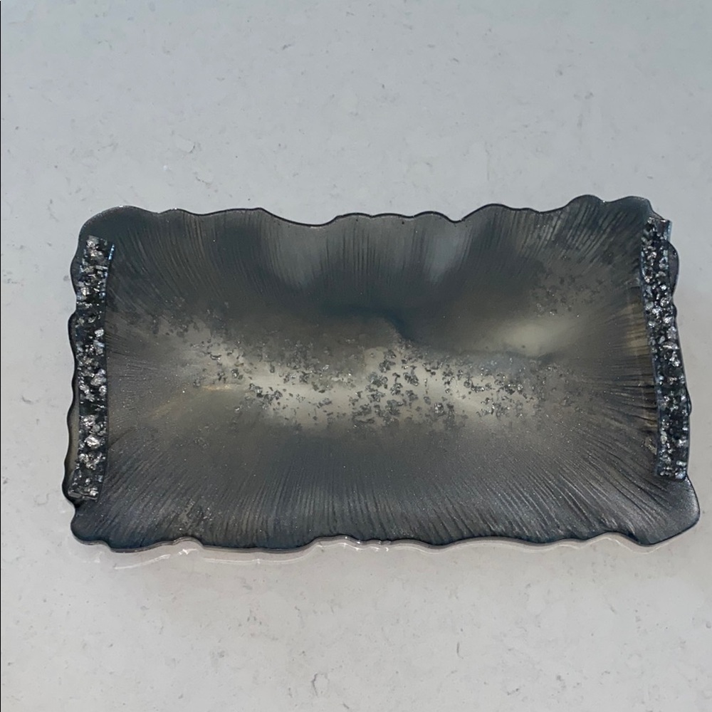Elegant Black and Silver Decorative Tray 8x13 in